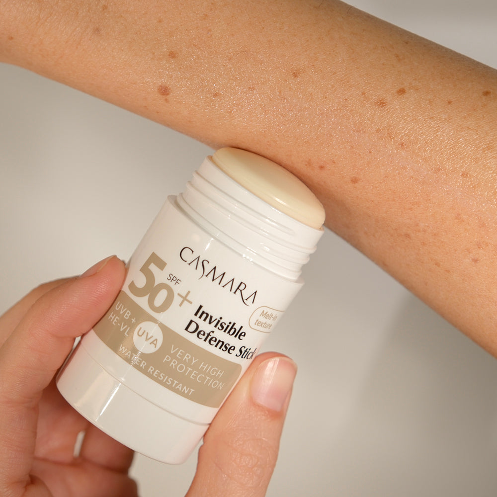 Casmara Invisible Defense Stick SPF 50+ applied to skin